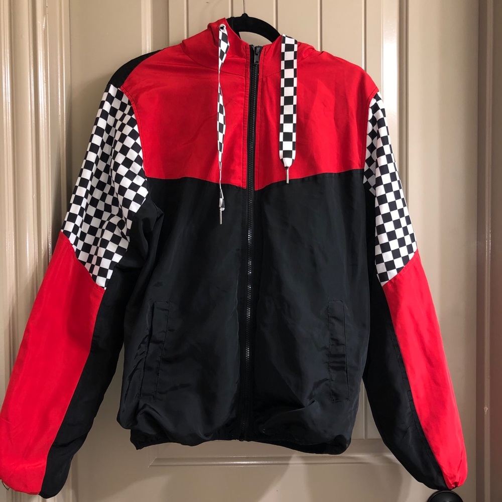 (2 FOR $30) Oversized BLCK/RED Checkered Jacket